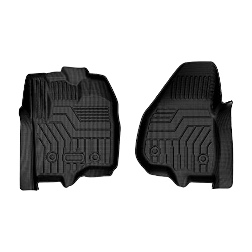Mixsuper Custom Fit 1st Row Floor Mats for 2012-2016 Ford F-250/F-350/F-450/F-550 (Super Duty with Raised Drivers Side Pedal) All Weather Floor Liners Durable 1st Row Liner Set