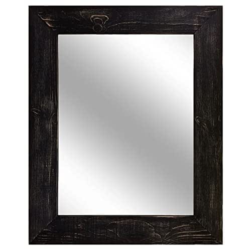 Shiplap Rustic Wood Framed Mirror, 20 Paint Colors, Shown in Kettle Black Rustic