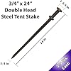 Heavy Duty Double Head Tent Stakes 40-Inch - 4 Pack Steel Ground Spikes For Inflatables & Canopies