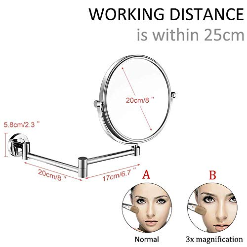 Miroir de vanité de salle de bain grossissant 3X FIDEMM extensible miroir de rasage réglable - 5