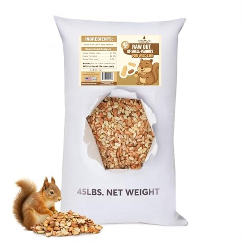 Trailmark Naturals - 45 LB - Raw Shelled Peanuts For Squirrels, Out of Shell Peanuts For Birds and Wildlife- Squirrel Food, Wild Bird Seed - Grown in The USA