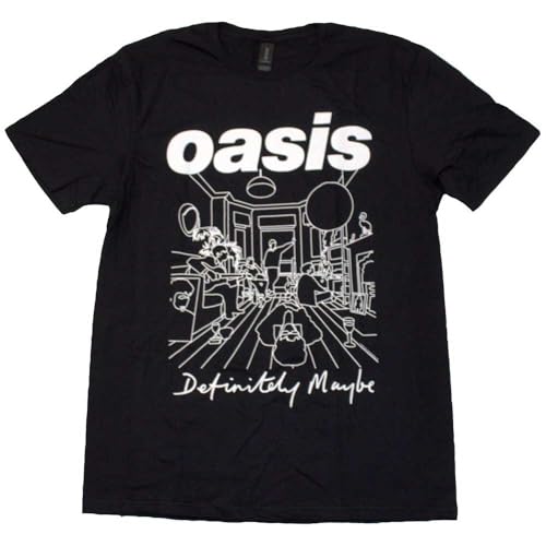Rock Off Officially Licensed Products Oasis Definitely Maybe Line Drawing T Shirt XL Black