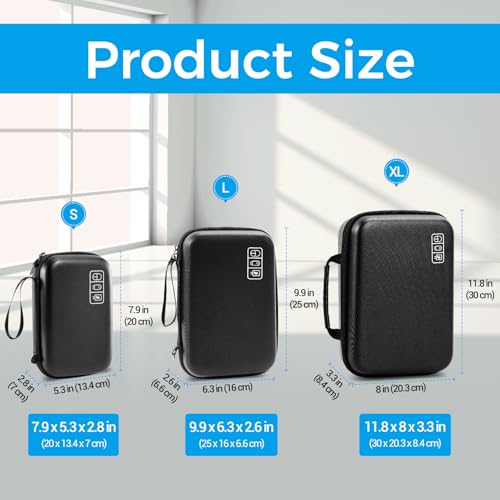 ProCase Hard Travel Electronic Organizer Case for MacBook Power Adapter Chargers Cables Power Bank Apple Magic Mouse Apple Pencil USB Flash Disk SD Card Small Portable Accessories Bag