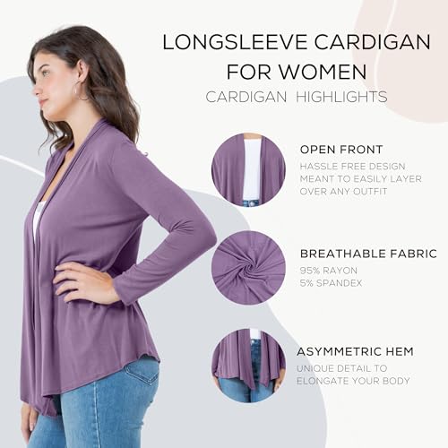 Image of Azules Long Sleeve Womens Cardigan, Thin Flowy Rayon Sweater Lightweight Cardigan for Casual or Dressy Outfits