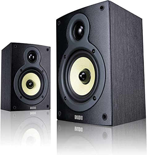 Bookshelf Speakers, HiFi 2-Way Bookshelf Surround Sound Speakers for 2-Channel Stereo Listening or Home Theater System - Pair 8-Audio (Black Ash)