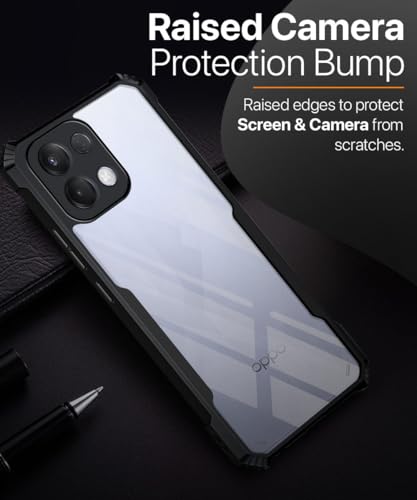 Image of WOW IMAGINE Shock Proof Clear Protective Back Case for Oppo K13 5G - AirEDGE Technology | 360 Degree Camera Protection | Transparent Hybrid Back Case Mobile Cover - Black