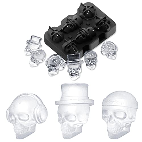 Smad 6 Bandejas de cubo de hielo, cráneo moldes vibr, la calidad comesti, moldes de silicona para cócteles, whisky, vino y puré de frutas