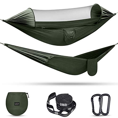 G4Free Large Camping Hammock with Mosquito Net Pop-up Parachute Lightweight Hanging Hammocks Tree