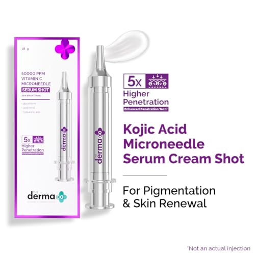 Image of The Derma Co. 20000 PPM Kojic Acid Microneedle Face Serum Shot for Pigmentation Correction & Skin Renewal | 5x Higher Penetration | Enhances Collagen Production | Alpha Arbutin | For Dark Spots Reduction -10g