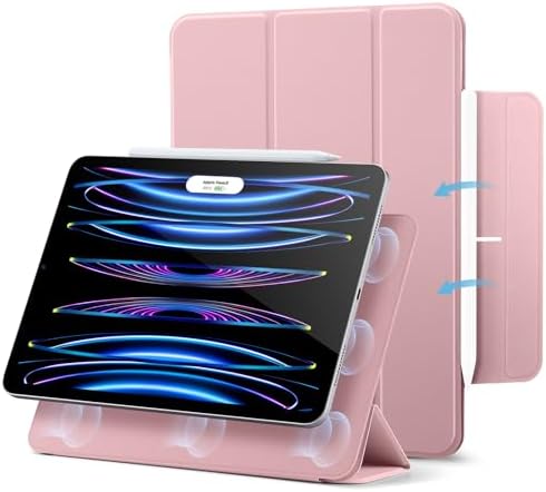 ESR for iPad Pro 11 Inch Case, iPad 11 Pro Case (2022/2021/2020, 4th/3rd/2nd Generation), Convenient Magnetic Attachment, 2-Way Stand, Full Pencil 2 Support, Rebound Magnetic Series,Pink