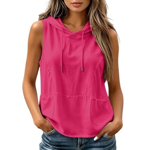 Sweat à capuche sans manches femme zippé veste légère respirante oversize couleur unie