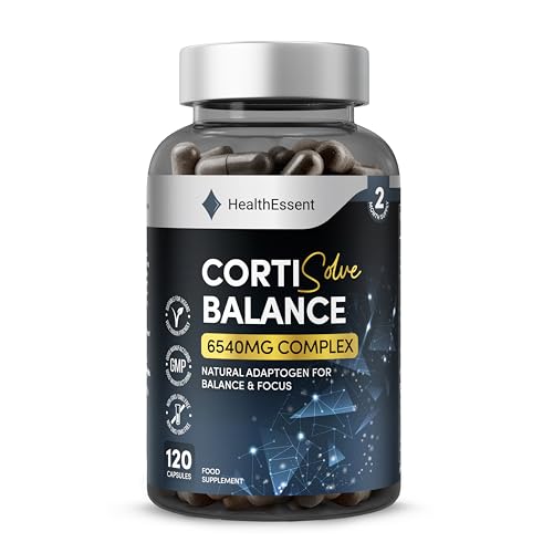 HealthEssent CortiSolve Complex 6540mg Cortisol Support Supplement with Ashwagandha Rhodiola Magnesium & L-Theanine Natural Adaptogen for Balance Focus & Weight Goals 120 Capsules