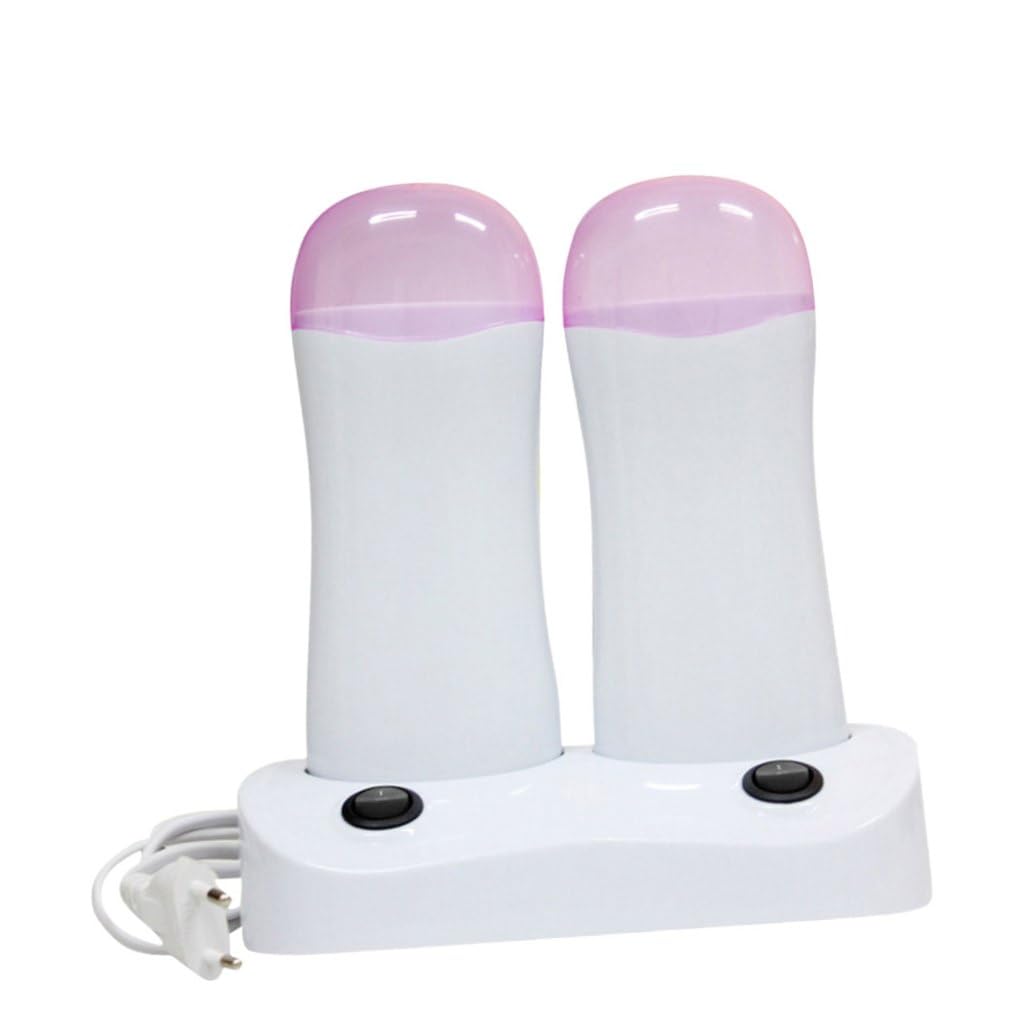 Scaldacera Depilazione Portatile Bianco 100g Doppia Postazione Abs | Set Compatto Leggero, per Bikini e Peli del Corpo, Uso Ovunque in Qualsiasi Circostanza