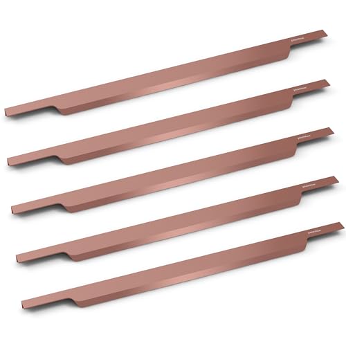 Image of Plantex Profile Handle for Kitchen Cabinet /24 Inch Aluminium Drawer Profile Handle /Wardrobe Pull Handle for Home /Office /Hotel - Pack of 5 (Rose Gold)