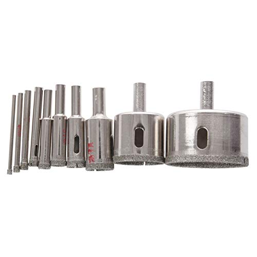 Brocas Diamantadas para Taladro, Set de 10 Piezas para Corte de Azulejos, Cerámica, Vidrio y Mármol, Tamaños de 3 a 50 mm miniatura 1