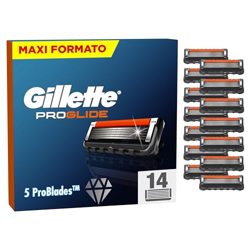 Gillette Fusion 5 Proglide Lamette Da Barba per Rasoio Barba Manuale, 14 Lamette Gillette Fusion 5 Proglide di Ricambio per Rasatura Profonda Uomo, Lame di Precisione per Rasoio Manuale Uomo