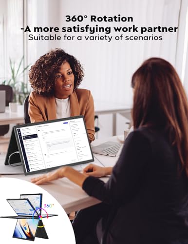 Image of ZSCMALLS 2.5K Dual Monitor(Wins Only), Triple Laptop Screen Extender, 15.6 inch QHD Folding Stacked Portable Dual Monitor, USB C Travel Extended Computer Display, 180Rotation, Plug & Play for Laptops