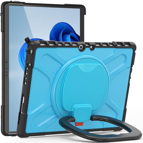 Bolsas y fundas para tabletas y PC Heavy Duty Shockproof Case Compatible with Microsoft Surface Pro 8 13 Inch - Rugged Kickstand Protective Case with Handle Stand Bumper Protective Cover(Blu)