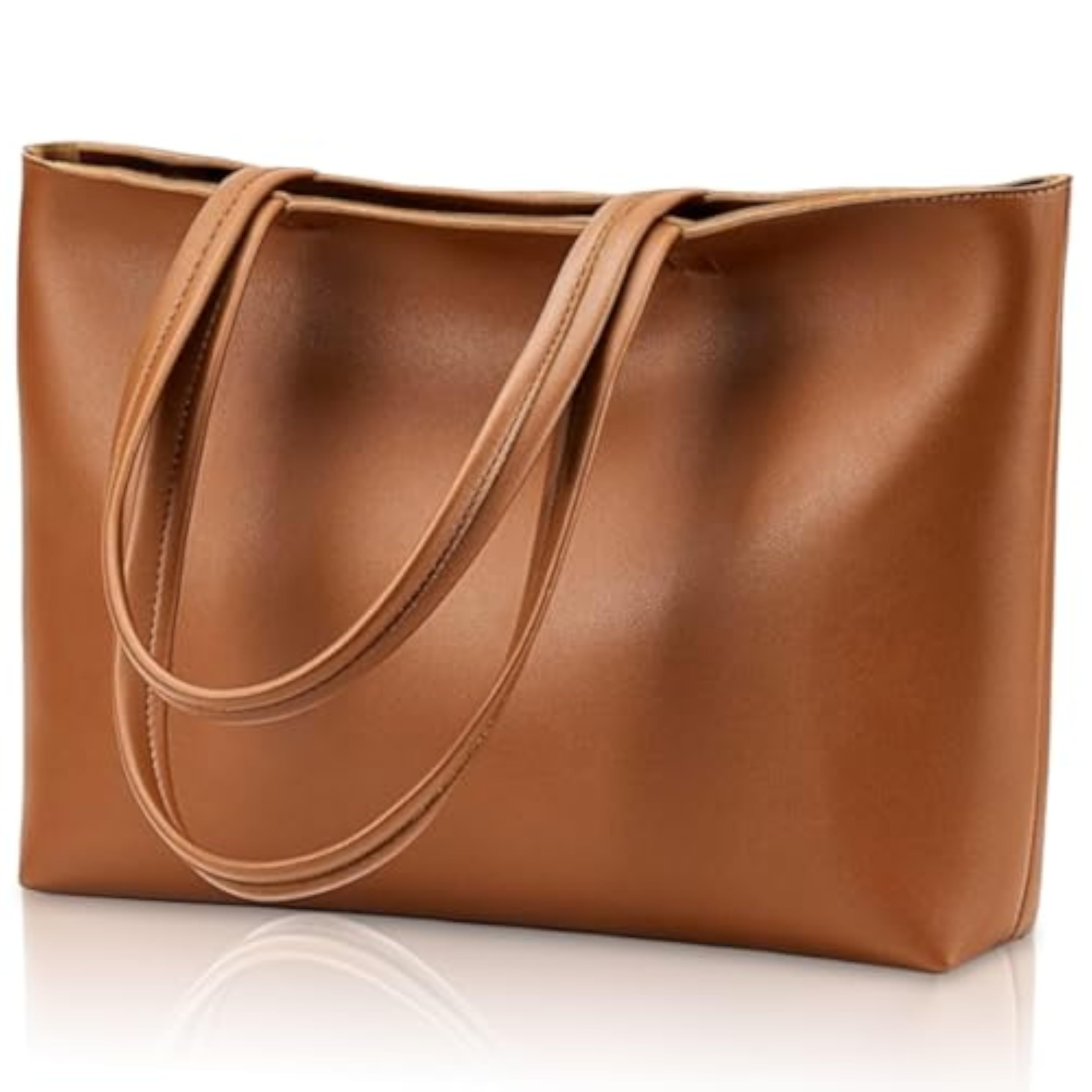 flintronic Bolsos de Mujer, Cuero PU Bolsa Tote Grande, Bolso Bandolera Mujer Bolso, Gran Capacidad Bandolera Casual con Cremallera, para Compras, Viajes de Trabajo - Marrón（38 * 30 * 10.5CM）