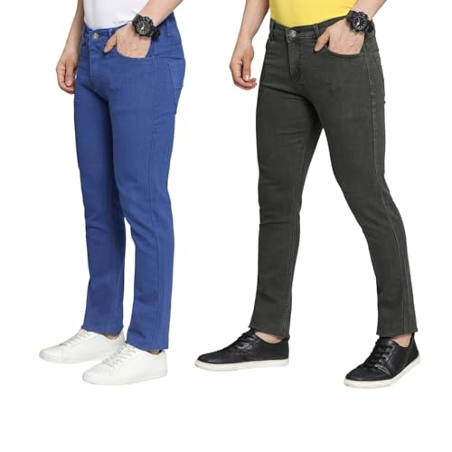 Image of DAIS Men's Stretchable Slim Fit Mid Rise Jeans, Pack of 2, (Combo of 2 Jeans)
