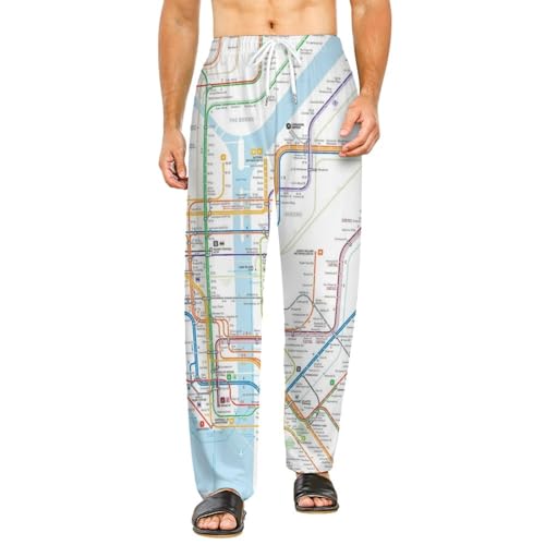 New York Subway Map Women’s Soft Pajama Lounge Pants Sleepwear Sleep Pant Straight Fit For Men