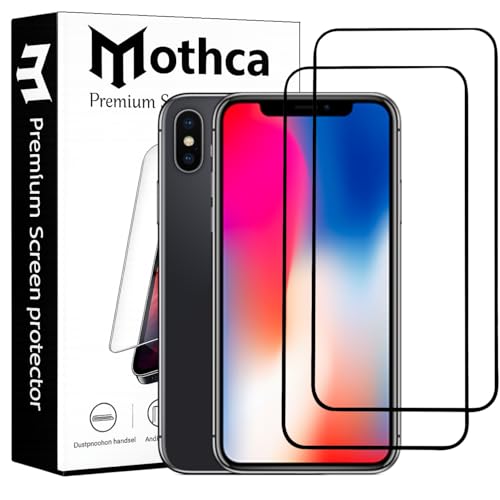 Image of Mothca Military-Grade Tempered Glass Screen Protector Compatible for iPhone 11 Pro /iPhone X /iPhone XS with Edge to Edge Coverage - Case Friendly & Bubble-Free Installation Kit (Pack of 2)