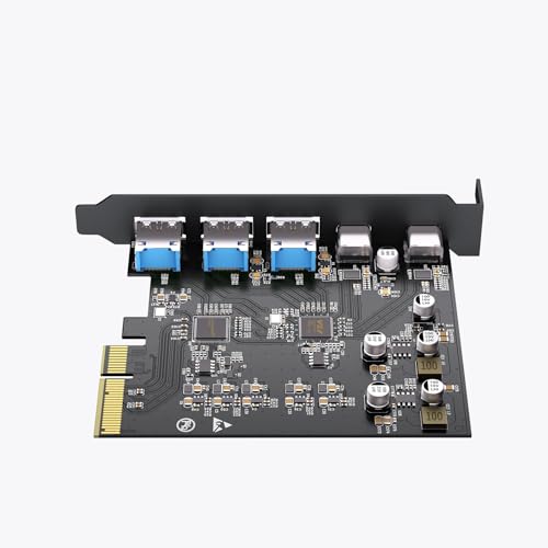 Image of 10Gbps PCIe USB 3.2 Gen 2 Card, 5-Port USB Expansion Card with 2 USB C & 3 USB-A Ports, PCI Express 3.0 x4 Adapter for Desktop PC, External SSD, VR Headset, Workstation, Data Transfer Only