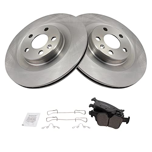 Image of TRQ Rear Ceramic Brake Pad and Rotor Set Compatible with 16-20 Volvo XC90 18-20 XC60 19-20 S60 with 320mm Diameter Rear Rotors Models