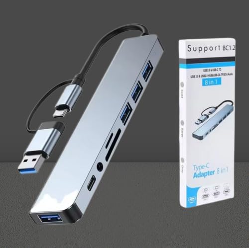 8-in-1 USB-C Hub Adapter, Multi-Port Docking Station with USB 3.0, HDMI, Type-C Ports, Silver Aluminum Design for Laptops (Limited 1 Year Warranty)-picture-34