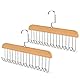 Gürtelhalter Kleiderschrank, 2 Stück Holz Gürtelaufhänger mit 8 Haken, 360°Drehbar Holz Krawattenhalter Gürtelbügel für Schals Krawatten Gürtel Socken