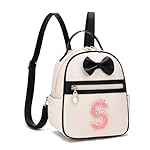 I IHAYNER Girls Bowknot Initial Backpack for Women Cute Mini Backpack for Girls Personalized Teen Girl gifts Trendy Stuff Black-S