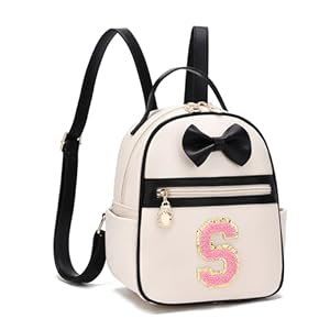 I IHAYNER Girls Bowknot Initial Backpack for Women Cute Mini Backpack for Girls Personalized Teen Girl gifts Trendy Stuff Black-S