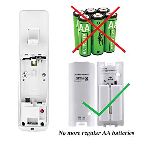 Image of NIFERY Wii Remote Batteries Rechargeable, 2 Pack 2800mAh Rechargeable Batteries for Wii /Wii U Remote Controller (White)