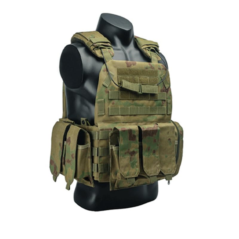 TNSGMQZM Trainning Tactical Airsoft Paintball Combat Swat Assault Army Shooting Hunting Outdoor Molle Police Vest (Ruins Green)