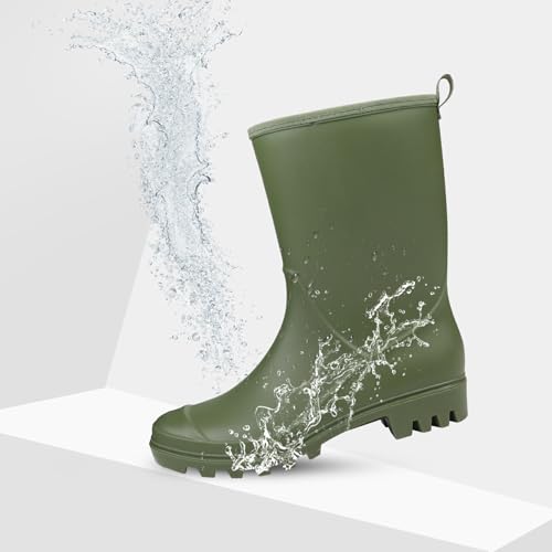 DKSUKO Women's Mid-Calf Rain Boots Garden Boots Waterproof Rubber Boots3