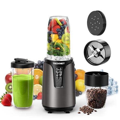 TECKNET 1000W Bullet Blender for Smoothies, Small Personal Nutri Blender for Protein Shakes and Smoothies, Coffee Mixer with 2 BPA-Free Cup, Portable Countertop Grinder Combo Kitchen Appliances image 2