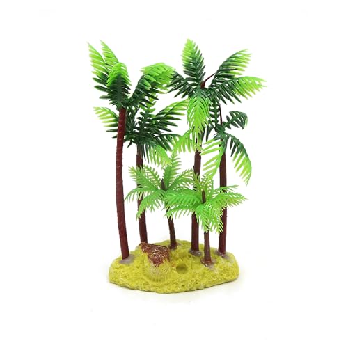 CAPASTEC Aquarium Decoration,Plastic Palm Tree Plant for Aquarium Fish Tank,5.4Inch(Green/Brown)