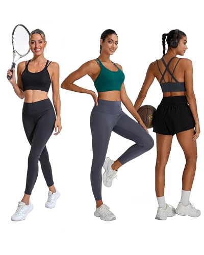 Image of Sports Bras for Women HIigh Support, Criss-Cross Back Padded Strappy High Impact Sports Bras for Women Large Bust