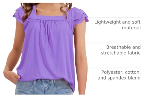 Image of KEREDA Girls Short Sleeve Shirts Summer Tops Girls Clothes 5-14 Years