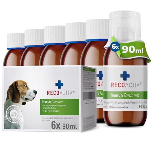 RECOACTIV Immun Tonicum für Hunde, 6 x 90 ml, Diät-Ergänzungsfuttermittel zur Immununterstützung und Vorbeugung bei Mangelerscheinungen, wirkungsvoller diätischer Appetitanreger