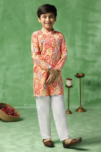 Image of Fashion Dream Boy's Cotton Blend Printed Kurta Pant Set|Kurta Set|Kurta And Pant Set|Kids Ethnic Set|Ethnic Set