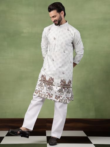 Image of SOJANYA (Since 1958 Men's Cotton Daman Printed Kurta With Pyjama