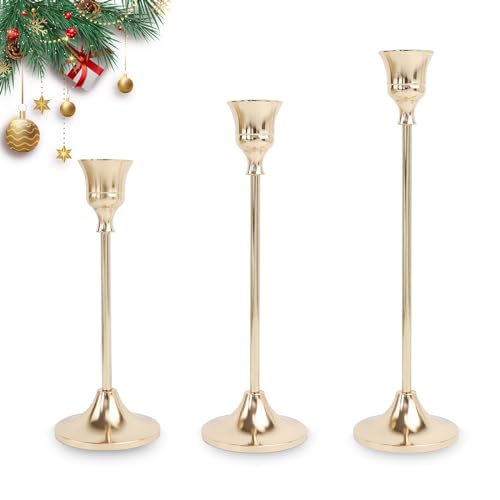 Recopilación de Candelabros de mesa , tabla con los diez mejores. 49 UOBXZOQ Juego De 3 Candeleros Portavelas,Portavelas Decorativo de Metal para salón,Portavelas Dorado para CóNicas,Pieza Central de decoración Elegante para...