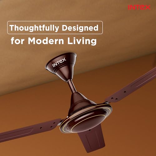 Image of Intex Aero Jet 1200MM Ceiling Fan with High Speed 380 RPM | 210 CMM Air Delivery | Rust Proof Body, Inverter Compatible | Low Noise Operation, 24 Month Warranty (Smoke Brown)