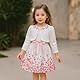 Fnaobai Kleine Mädchen Kleid und Strickjacke Sets 2-teiliges ärmelloses Kleid mit Blumendruck Spitzenrand Pullover Frühling volle Kleidung für 2-7 Jahre