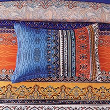Image of Cottolester Boho Comforter Set Full Size 8 Piece Bed in a Bag Burnt Orange Paisley Fall Comforter and Sheet Set Bohemian Striped Bedding Set,Soft Microfiber Complete Bedding Set
