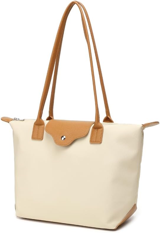 Foldable Nylon Tote Bag for Women, Zippered Top-Handle Hobo Purse for Weekend Travel, Leisure & Daily Use