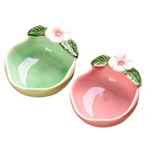 Hemoton 1 par de tigelas de cerâmica para molhos, pratos de tempero, flor de ameixa, para servir, pr
