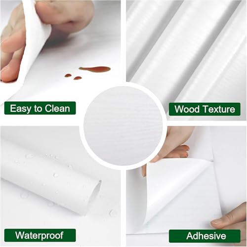 Oxdigi White Wood Contact Paper - 15.7 x 78.7 Inches - Self-Adhesive, Removable and Waterproof - Ideal Peel and Stick Wallpaper for Cabinet, Countertop, Desktop, Rental Property, Kitchen - Thumbnail 2
