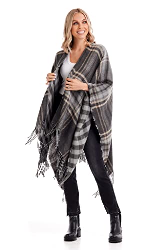 Mud Pie Women's Yvette Poncho, Dark Grey, One Size